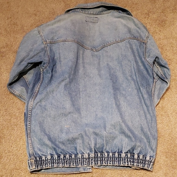 Vtg 3/4 Denim Safari Jacket sz S Oversize 69 Denim Jean Jacket - Picture 3 of 3